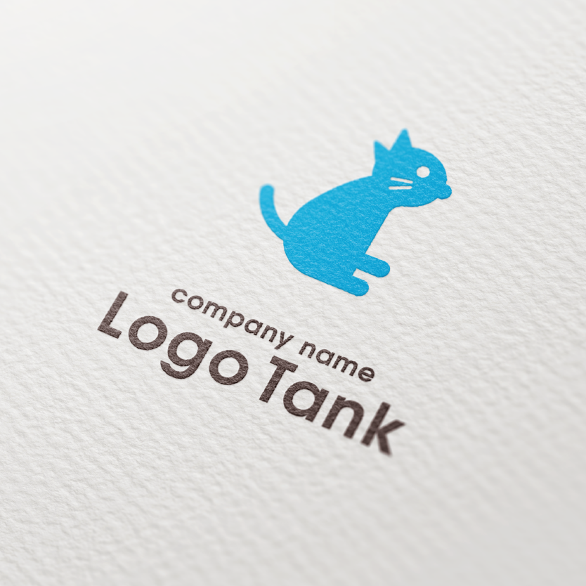 可愛い猫のロゴ 単色 / 水色 / 猫 / 動物 / シンプル / 可愛い / クリニック / ペット / ショップ / WEB /,ロゴタンク,ロゴ,ロゴマーク,作成,制作