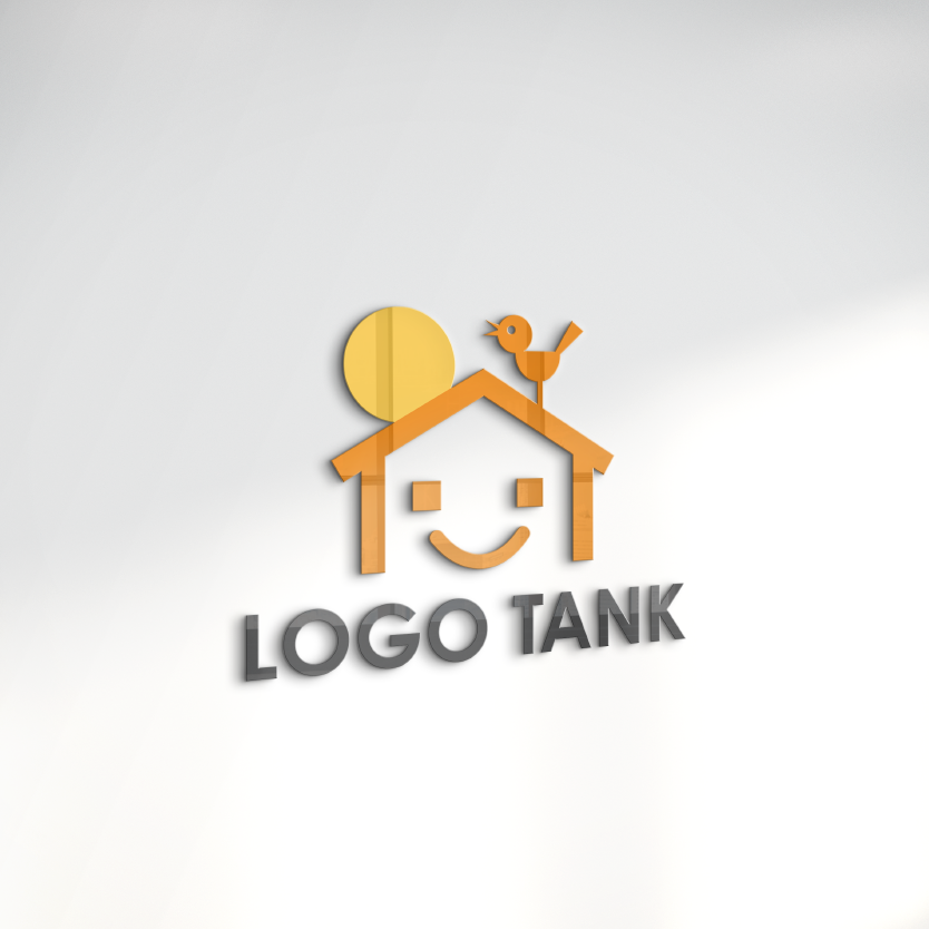明るい家のロゴ 建物 / 正方形 / 建築 / 設計 / オレンジ / 明るい / ハウス / 家 /,ロゴタンク,ロゴ,ロゴマーク,作成,制作