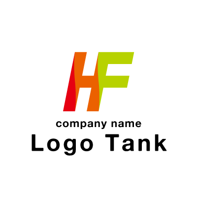 HFを組み合わせたロゴ アルファベット / H / F / シンプル / スタイリッシュ / オレンジ / グリーン /,ロゴタンク,ロゴ,ロゴマーク,作成,制作