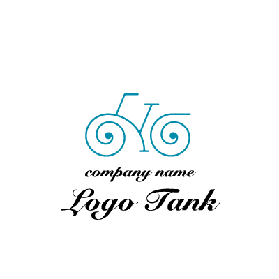回転をイメージした線で描いた自転車のロゴ 水色 / ブルー / 青 / 黒 / ブラック / 渦 / 回転 / 自転車 / バイク / 疾走 / シンプル /,ロゴタンク,ロゴ,ロゴマーク,作成,制作