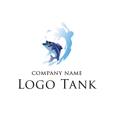魚が大波に跳ねているロゴ 未設定,ロゴタンク,ロゴ,ロゴマーク,作成,制作