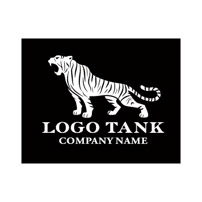かっこいい白虎のロゴマーク イラスト / 虎 / タイガー / 動物 / 勢い / 力強さ / かっこいい / ブランド / 白黒 / 単色 / ファッション / 高級 / ロゴ / 作成 / 制作 /,ロゴタンク,ロゴ,ロゴマーク,作成,制作