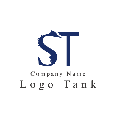 STでタツノオトシゴのロゴ アルファベット / S / T / イラスト / 寺 / 建築 / IT / ロゴ作成 / ロゴマーク / ロゴ / 制作 /,ロゴタンク,ロゴ,ロゴマーク,作成,制作
