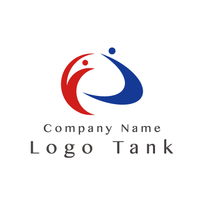 国際的な人型のロゴ 人型 / 青 / 赤 / 繋がり / 台形 / グローバル / 建築 / IT / ロゴ作成 / ロゴマーク / ロゴ / 制作 /,ロゴタンク,ロゴ,ロゴマーク,作成,制作