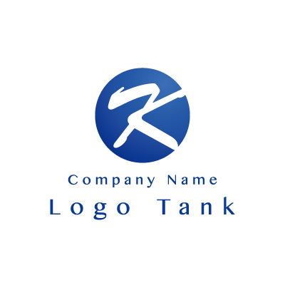 円形のKのロゴ K / 円形 / グラデーション / シンプル / クール / 青 / IT / 通信 / ネット / 先進 / ロゴ作成 / ロゴマーク / ロゴ /,ロゴタンク,ロゴ,ロゴマーク,作成,制作