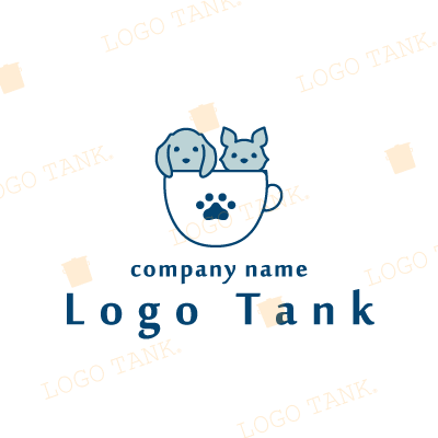  犬がカップに入ったロゴ 犬 / カップ / カフェ / cafe / シンプル / かわいい / 犬カフェ /,ロゴタンク,ロゴ,ロゴマーク,作成,制作