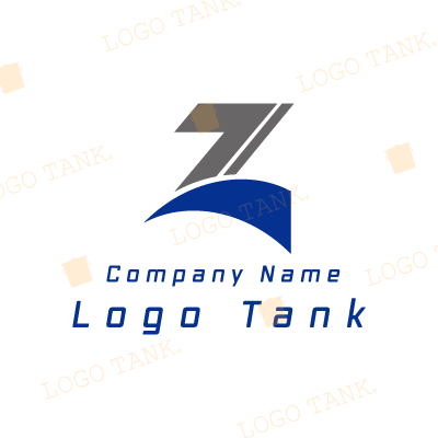  スタイリッシュなZのロゴ Z / 青 / グレー / シンプル / クール / 建築 / 建設 / 製造 / IT / ネット / flame /,ロゴタンク,ロゴ,ロゴマーク,作成,制作