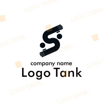  Ｓをモチーフにした人のロゴ ブラック / 黒 / 人 / 手 / ハンド / レール / アルファベット / イニシャル / 頭文字 / スポーツ / ショップ / アパレル / ファッション / ジム / シンプル / クール / スタイリッシュ / 洗練 / シンボルマーク /,ロゴタンク,ロゴ,ロゴマーク,作成,制作