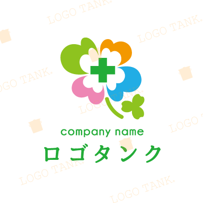  四つ葉のクローバー医療系ロゴ ハート/十字架/医療/福祉/看護/介護/病院/クローバー/四つ葉/シンプル/ /,ロゴタンク,ロゴ,ロゴマーク,作成,制作