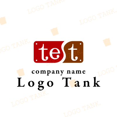  長方形のプレートに「test」のロゴ 赤 / レッド / 茶色 / ブラウン / 黒 / ブラック / 長方形 / プレート / 文字 / test / 看板 / ポップ / クール /,ロゴタンク,ロゴ,ロゴマーク,作成,制作