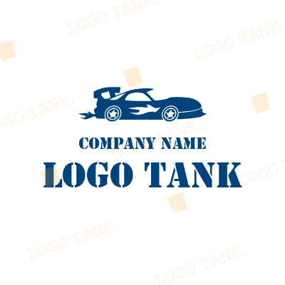  かっこいいスポーツカーのロゴマーク 車 / イラスト / スポーツカー / レーシングカー / かっこいい / 企業 / 店舗 / 団体 / チーム / 単色 / 青色 / グッズ / ロゴ / 作成 / 制作 /,ロゴタンク,ロゴ,ロゴマーク,作成,制作