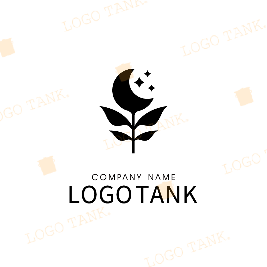  ルナ・ローズ ブラック / シルエット / 光 / 植物 / 花 / フラワー / 月 / ムーン /,ロゴタンク,ロゴ,ロゴマーク,作成,制作
