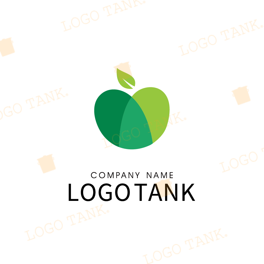  アップル・リーフ・リンク（Apple Leaf Link） リンゴ / ハート / 葉 / 重なり / グリーン / 親しみ / 成長 /,ロゴタンク,ロゴ,ロゴマーク,作成,制作