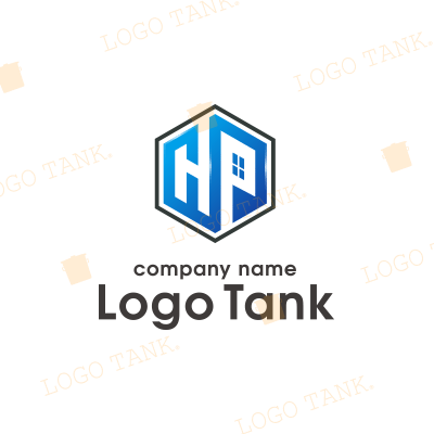  HP・家ロゴ HP / 家 / 住宅 / イニシャル / 六角形 / 不動産 / 建設 / 信頼 / 設計 / 企業 /,ロゴタンク,ロゴ,ロゴマーク,作成,制作