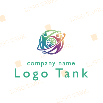  地球と人をつなぐグローバルエコロゴ グローバル / エコ / 環境 / 地球 / 国際 / 持続可能 / SDGs / 人物 / コミュニティ / 共生 / 協力 / 自然 / 葉 / 軌道 / グラデーション / カラフル / 円形 / 躍動感 / 未来 / 環境保護 / NPO / 国際支援 / サステナブル /,ロゴタンク,ロゴ,ロゴマーク,作成,制作