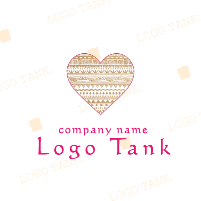  ハートのネイティブ柄のロゴ 美容 / サロン / ショップ / アパレル / ボーダー / ハート / ネイティブ / 可愛い / カッコイイ / おしゃれ / モダン / ロゴ / 作成 / 制作 /,ロゴタンク,ロゴ,ロゴマーク,作成,制作