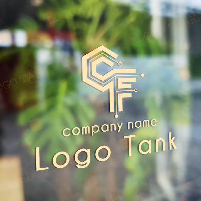 デジタル回路C・F C/F/TEC系/テクノロジーi半導体/回路/未来/先進的/ダイナミック/グラデーション/IT/ハイテク/デジタル/クール/技術/ネットワーク/ /,ロゴタンク,ロゴ,ロゴマーク,作成,制作