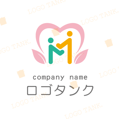 繋がりのM M/人/繋がり/サポート/花/温もり/安心/信頼/協力/育み/介護/看護/クリニック/教育/スクール/セラピー/ /,ロゴタンク,ロゴ,ロゴマーク,作成,制作