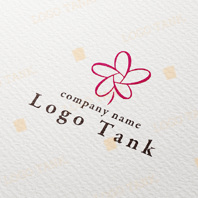 レトロなイメージの赤い花のロゴ