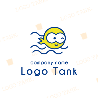 ポップな魚のキャラクターロゴ