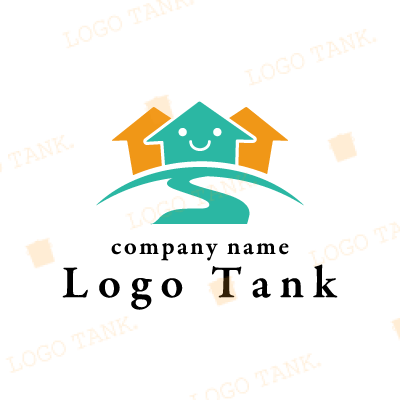 家と道路のイラストのロゴ