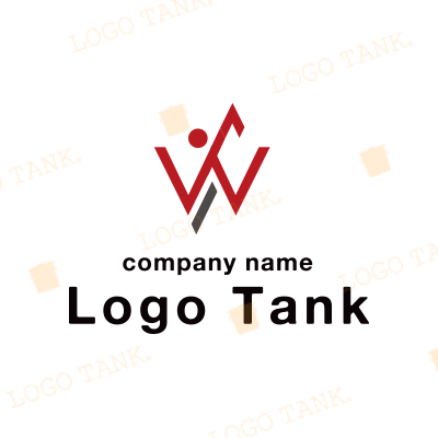 Ｗとランナーのタイポグラフィのロゴ