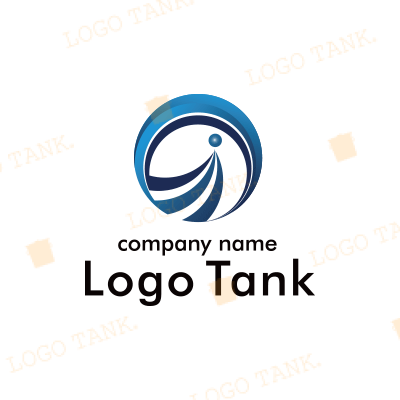風をイメージのクールなロゴ