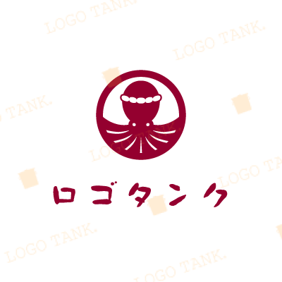 家紋風のはちまきをしたタコ