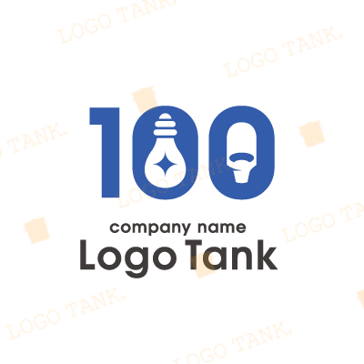電球と１００のロゴ
