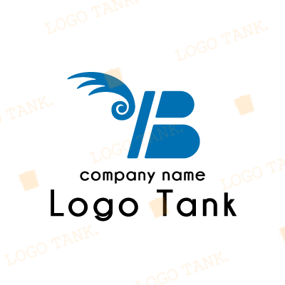 翼と「B」のロゴ