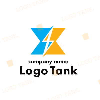 稲妻の形をした「X」のロゴ