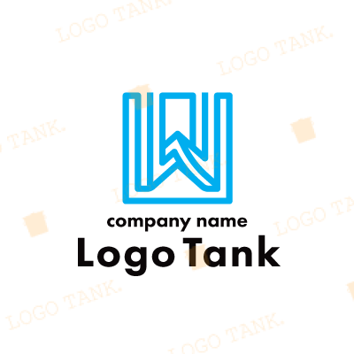 「W」の文字を建築的に構成したロゴ
