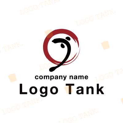 赤い円とうなぎのロゴ