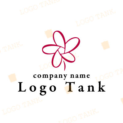 レトロなイメージの赤い花のロゴ
