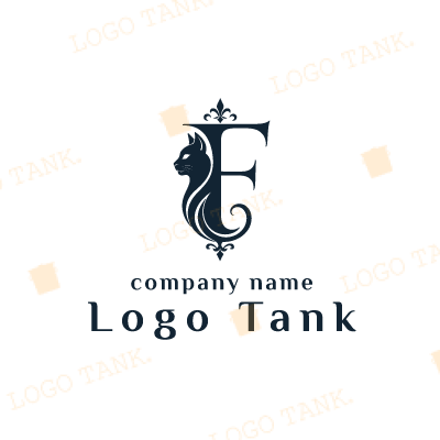 装飾デザインの猫と「F」を組み合わせたロゴ