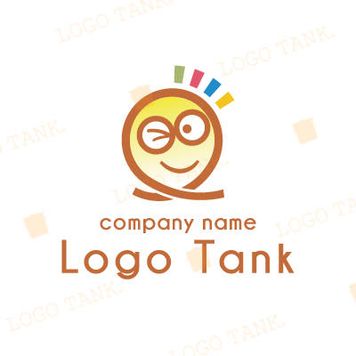 ウインクするキャラクターのロゴ