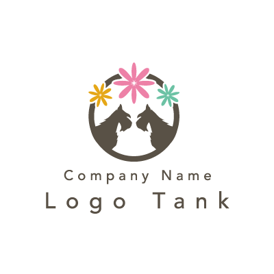 シュナウザーと花のロゴ ロゴタンク 企業 店舗ロゴ シンボルマーク格安作成販売