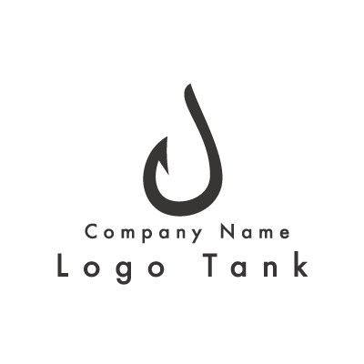 針、フックなどをイメージしたロゴ 黒 / 単色 / 釣り針 / フック / 魚 / 釣り / fish / バス / ロゴ作成 / ロゴマーク / ロゴ /,ロゴタンク,ロゴ,ロゴマーク,作成,制作
