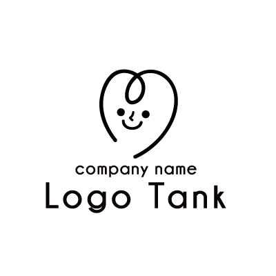 手書きタッチのハートキャラクターロゴ ロゴタンク 企業 店舗ロゴ