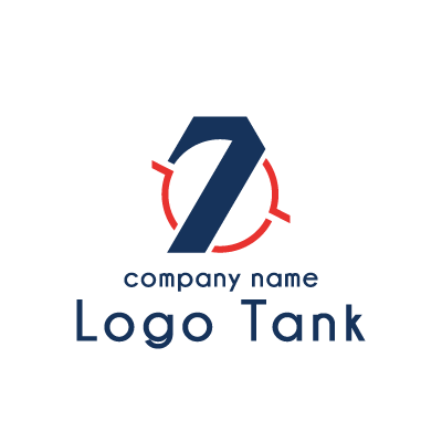 スタイリッシュな７と照準のロゴ ロゴタンク 企業 店舗ロゴ シンボルマーク格安作成販売