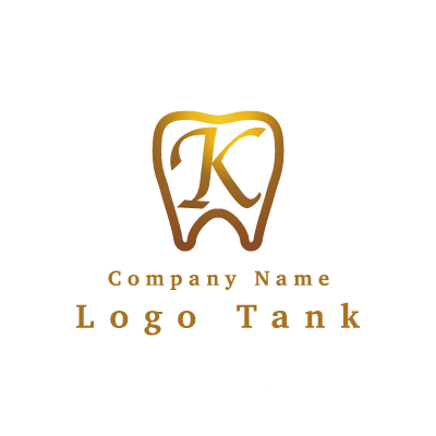 Kと歯のロゴ アルファベット / K / ゴールド / シンプル / 高級 / ゴージャス / 歯医者 / 歯 / デンタル / ロゴ作成 / ロゴマーク / ロゴ / 制作 /,ロゴタンク,ロゴ,ロゴマーク,作成,制作