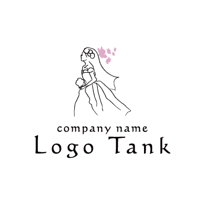 手書き風のウェディングと蝶のロゴ ロゴタンク 企業 店舗ロゴ シンボルマーク格安作成販売