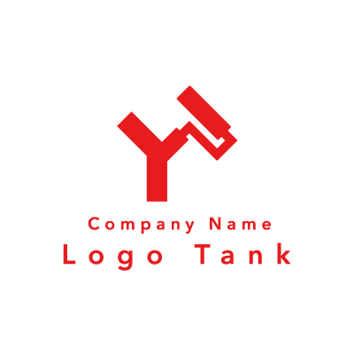 Yとローラーのロゴ 赤 / Y / ローラー / シンプル / 明るい / 製造 / 塗装 / 建築 / ロゴ作成 / ロゴマーク / ロゴ / 制作 /,ロゴタンク,ロゴ,ロゴマーク,作成,制作