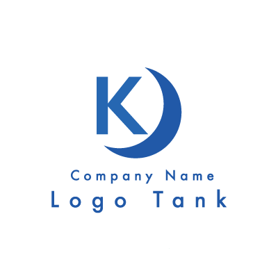三日月とKのロゴ 青 / K / 三日月 / シンプル / クール / 不動産 / 建築 / IT / ロゴ作成 / ロゴマーク / ロゴ / 制作 /,ロゴタンク,ロゴ,ロゴマーク,作成,制作