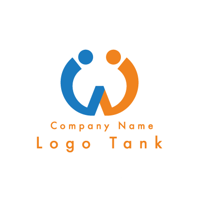 Wと人の繋がりのロゴ ロゴタンク 企業 店舗ロゴ シンボルマーク格安作成販売