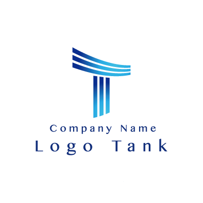 ラインで表したTのロゴ 青 / グラデーション / T / シンプル / クール / スタイリッシュ / IT / ネット / 製造 / 建築 / ロゴ作成 / ロゴマーク / ロゴ / 制作 /,ロゴタンク,ロゴ,ロゴマーク,作成,制作