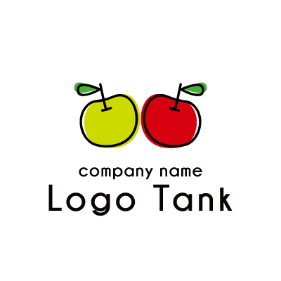 りんごと青りんごのロゴマーク ロゴタンク 企業 店舗ロゴ シンボルマーク格安作成販売