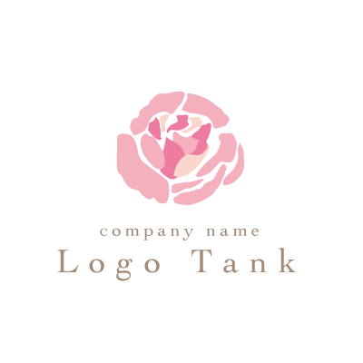ピンクの芍薬のキュートなロゴ ロゴタンク 企業 店舗ロゴ シンボルマーク格安作成販売