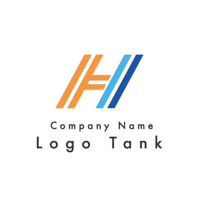 ラインのHのロゴ 青 / オレンジ / H / シンプル / クール / 建築 / 製造 / IT / ネット / ロゴ作成 / ロゴマーク / ロゴ / 制作 /,ロゴタンク,ロゴ,ロゴマーク,作成,制作