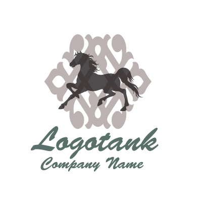 馬のシルエットロゴ 馬 / ホース / 競走馬 / 高級 / アニマル / 馬 / シルエット / 走る / アンティーク / モダン / 花モチーフロゴ /,ロゴタンク,ロゴ,ロゴマーク,作成,制作